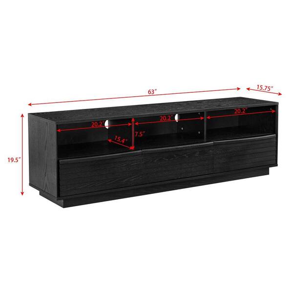 LUCKY ONE Black MDF TV Stand Fits TVs up to 75 in. with Solid Wood