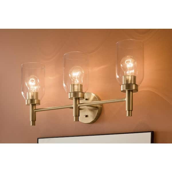 Madden 24 in. 3-Light Champagne Bronze Modern Bathroom Vanity Light with Clear Glass
