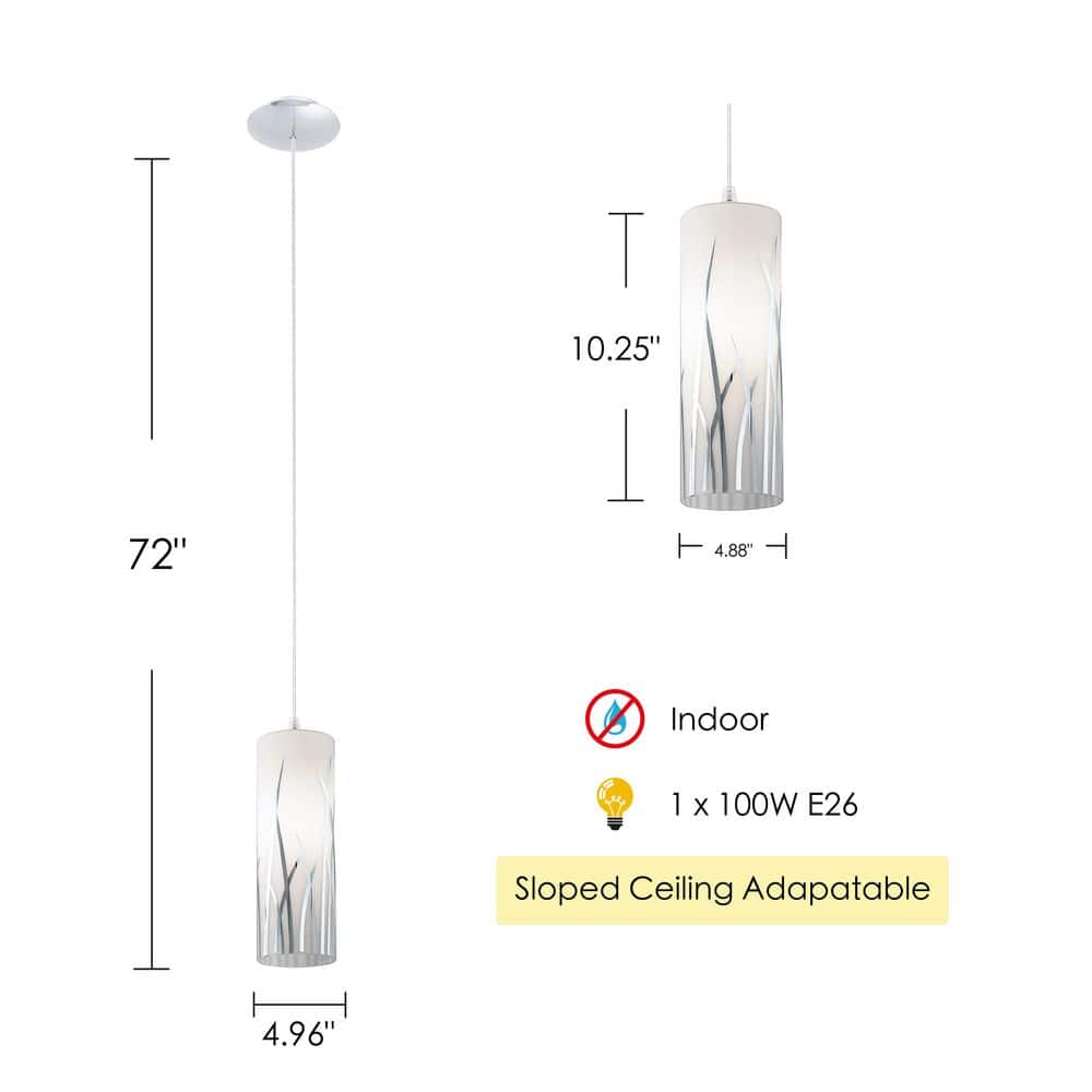 Rivato Chrome and Frosted Glass Mini Pendant Light