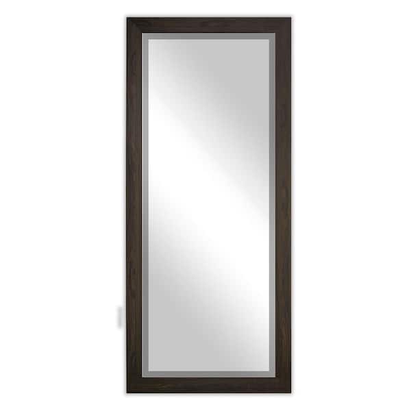 Large Beveled (65.5 in. W x 32 in. H) Black Walnut Rectangle Mirror