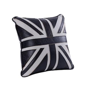 Silas Black Leather Solid Poly Fiber 20 in. x 20 in. Throw Pillow (Set of 2)