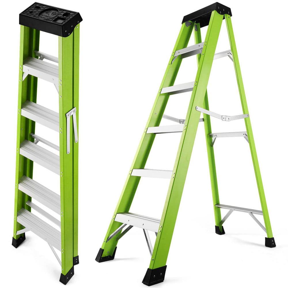 5.2 ft. Fiberglass Insulation Single-Sided Step Ladder (10 ft. Reach) with Tool Holder, 330 lb. Load Capacity, Green price history