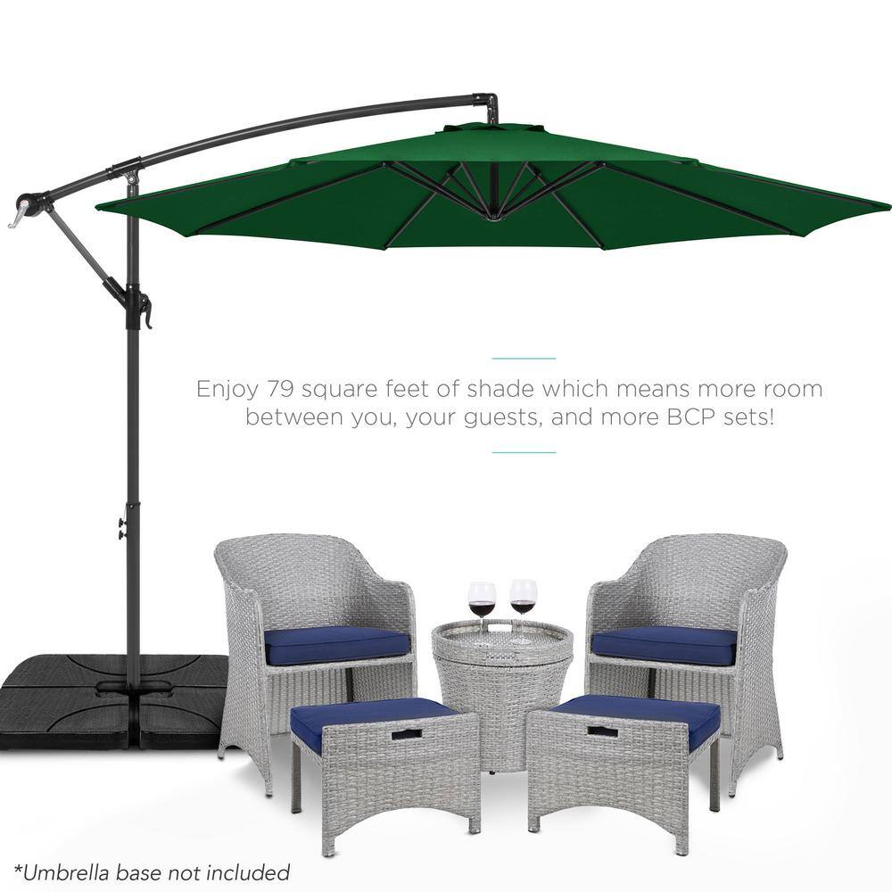 10ft Green Polyester Cantilever Patio Umbrella with Adjustable Tilt