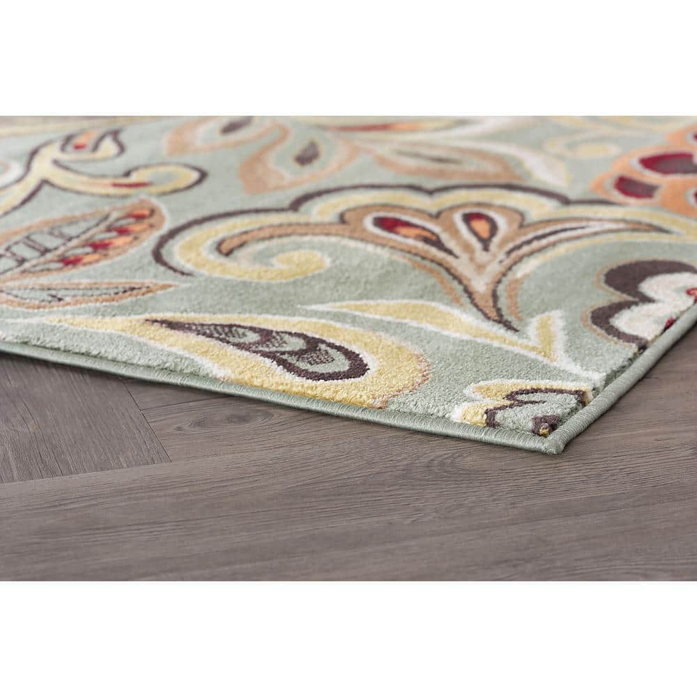 Deco Green 5' x 7' Easy Care Stain-Resistant Area Rug