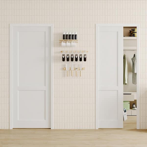 TENONER (2x24) 48 in. x 80 in. 2-Panel White Primed Pine Wood Core