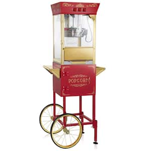 850 W 10 oz. Cream Movie Theater-Style Countertop Popcorn Machine with Cart