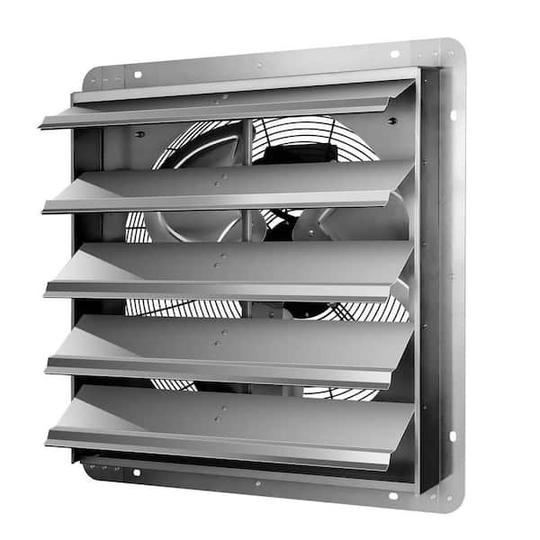 20 in. 3368 CFM High Speed Aluminum Exhaust Fan with Automatic Shutter, Industrial Wall Mount Ventilator in Silver