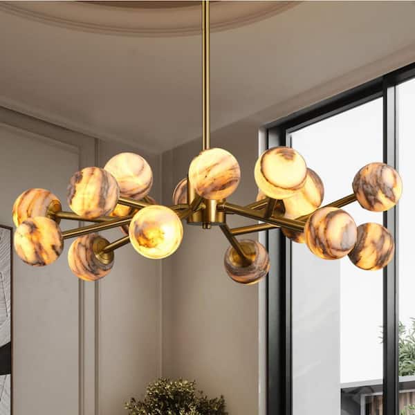 Modern Chandelier 32 in. 18-Light Gold Chandelier for Dinning Room, Living Room, Foyer, Bedroom