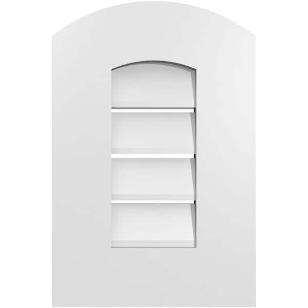 Ekena Millwork 12 in. x 16 in. Arch Top Surface Mount PVC Gable Vent: Decorative with Standard Frame