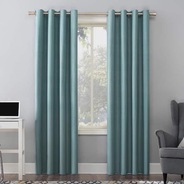 Sun Zero Duran Mineral Polyester Solid 50 in. W x 84 in. L Noise Cancelling Grommet Blackout Curtain (Single Panel)