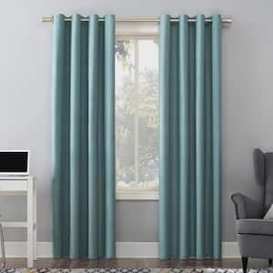Duran Mineral Polyester Solid 50 in. W x 95 in. L Noise Cancelling Grommet Blackout Curtain (Single Panel)