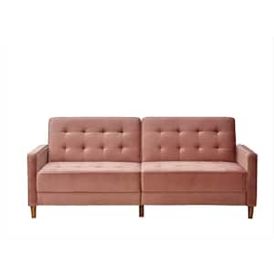 Jonathan 80 in. Rose Tufted Velvet 2-Seater Twin Sleeper Sofa Bed with Square Arms