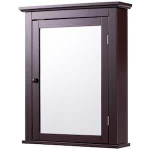 22 in. W x 27 in. H Rectangular Retro Medicine Cabinet with Mirror in Brown