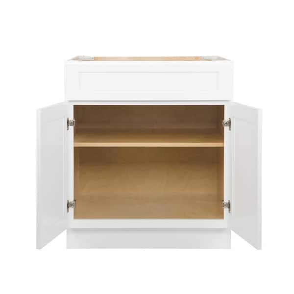 Bremen Ready to Assemble 30x34.5x24 in. Shaker Sink Base Cabinet with 2 Doors in White