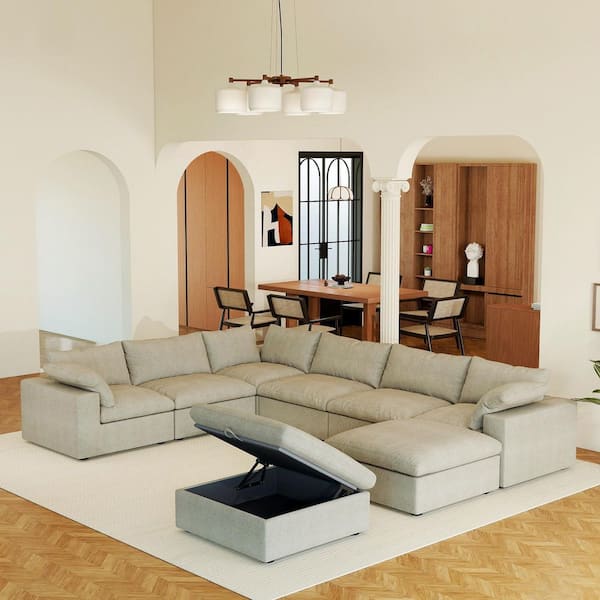 Magic Home Cloud Couch 157 in. Square Arm Down Filled Linen 8