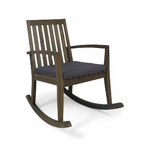 Montrose Grey Acacia Wood Outdoor Patio Rocking Chair with Dark Grey Cushion