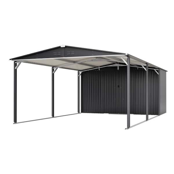 12ftx23ft Grey Metal Heavy Duty Steel Carport Storage Shed Garage