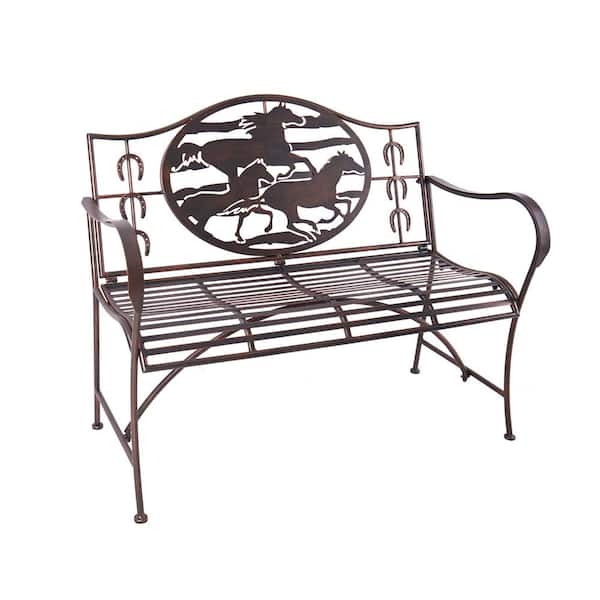 distressed metal bench