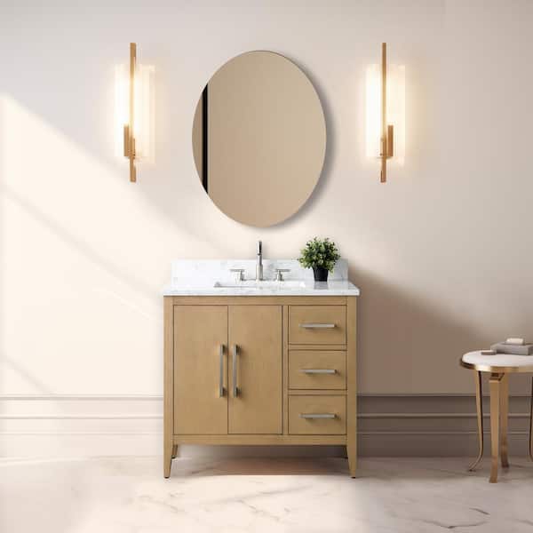 Vanity Art 36 in. W x 22 in. D x 34 in. H Single Sink Bathroom Vanity Cabinet in White with Engineered Marble Top in White