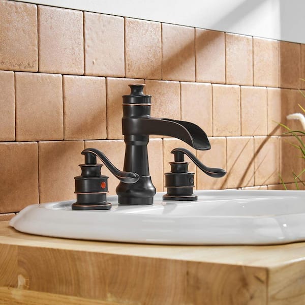 8 in. Widespread Double Handle Bathroom Faucet with Drain Kit Included in Oil Rubbed Bronze
