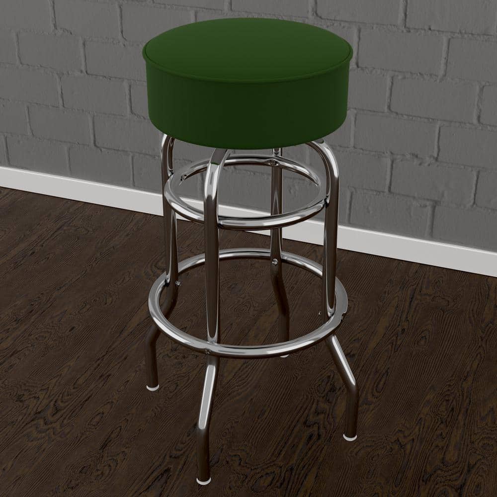 31 in. Green Backless Metal Bar Stool with Vinyl Seat