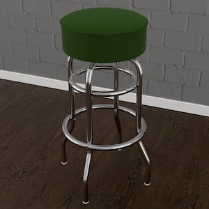 31 in. Green Backless Metal Bar Stool with Vinyl Seat