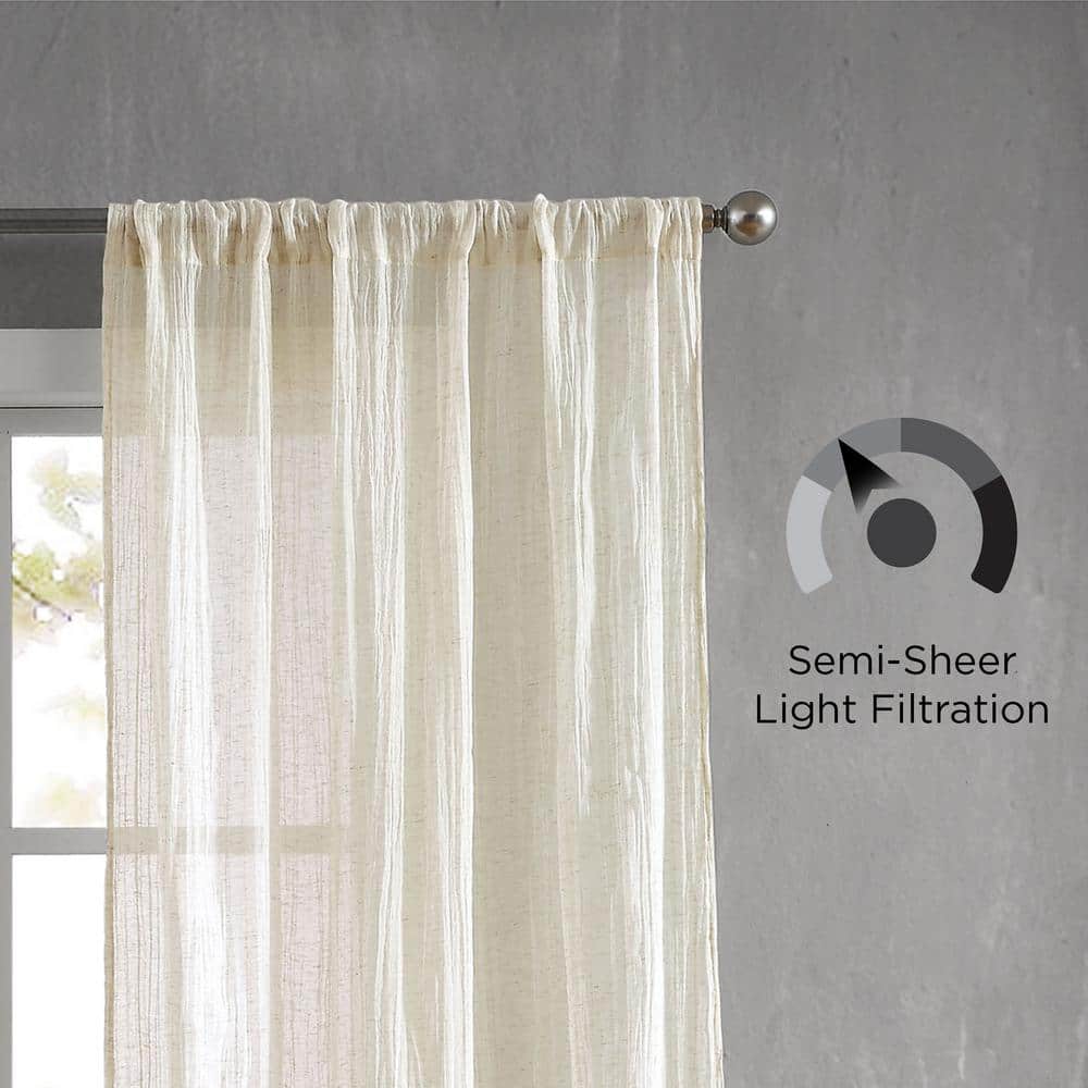 Natural Light-Filtering Linen Blend Curtain Panels, 50'' W x 96'' H