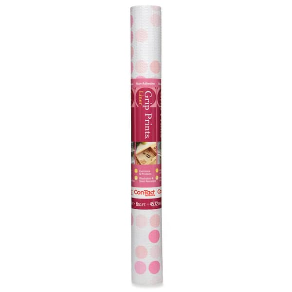 Con-Tact Grip Prints 18 in. x 4 ft. Polka Rose Non-Adhesive Vinyl Top Grip Drawer and Shelf Liner (6-Rolls)