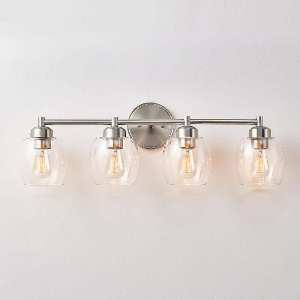 Kawoti 30.3 In. 4-light Brushed Nickel Bathroom Vanity Light With Clear 