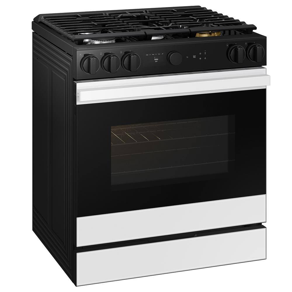 Samsung 6.0 Cu. Ft. White Glass Smart Gas Range with Griddle