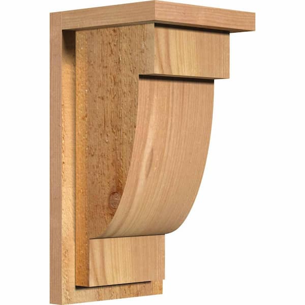 Ekena Millwork 8 in. x 8 in. x 16 in. Western Red Cedar Alpine Rough Sawn Corbel with Backplate