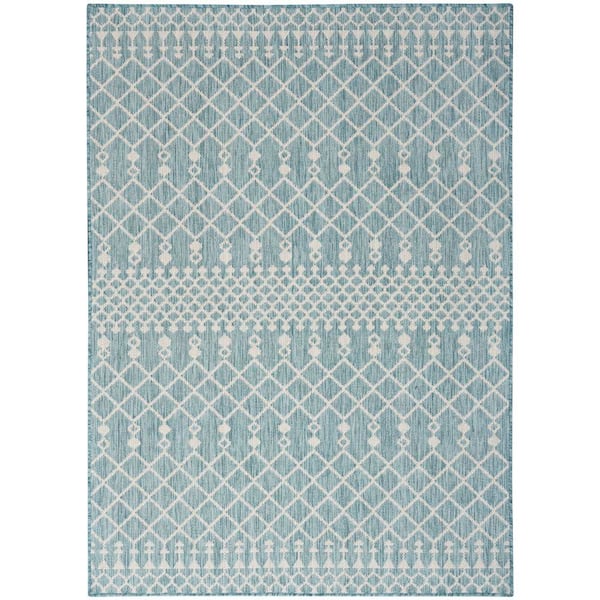 Nourison Positano Aqua 4 ft. x 6 ft. Moroccan Contemporary Area Rug