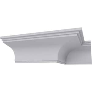 SAMPLE - 4-1/8 in. x 12 in. x 3-3/4 in. Polyurethane Dylan Traditional Smooth Crown Moulding