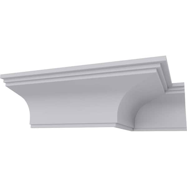 Ekena Millwork SAMPLE - 4-1/8 in. x 12 in. x 3-3/4 in. Polyurethane Dylan Traditional Smooth Crown Moulding