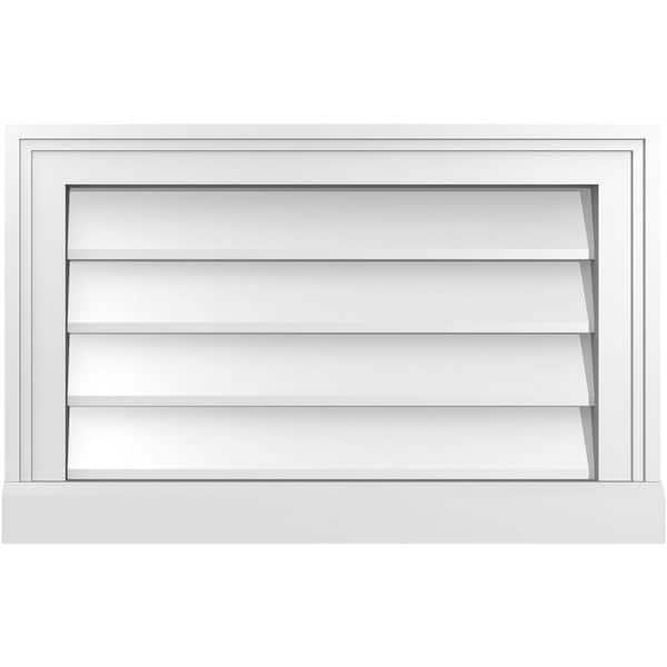 Ekena Millwork 22 in. x 14 in. Vertical Surface Mount PVC Gable Vent: Decorative with Brickmould Sill Frame