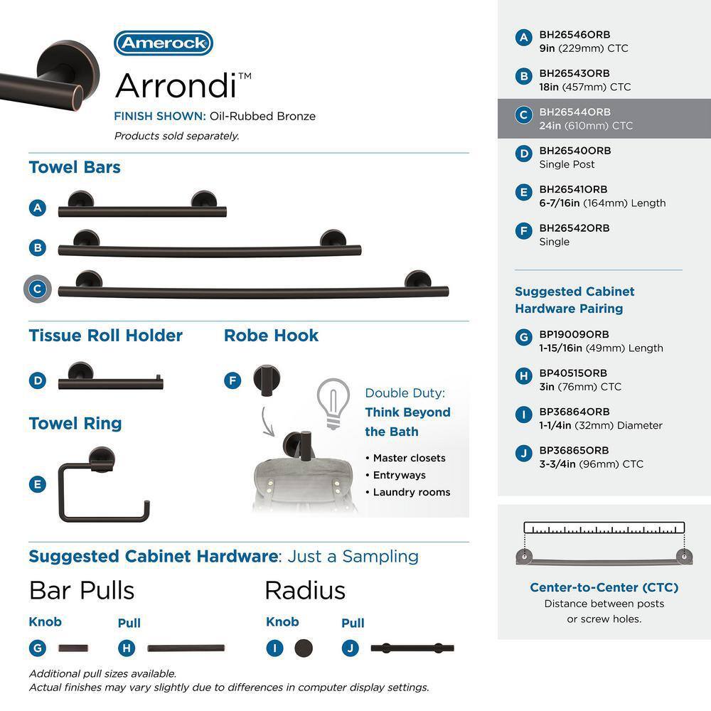 Arrondi 24-Inch Oil-Rubbed Bronze Wall Mounted Towel Bar