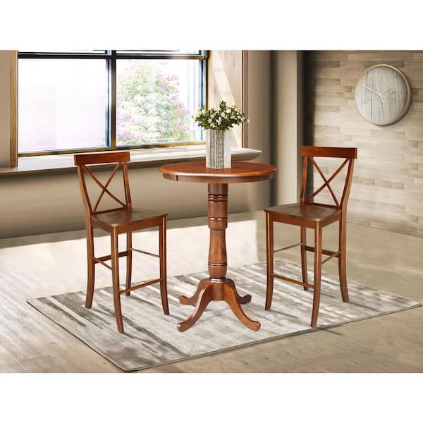 Solid wood bar table best sale and stools