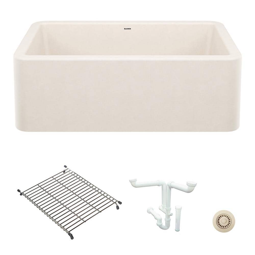Ikon 30 in. Farmhouse/Apron-Front Single Bowl Soft White Granite Composite 