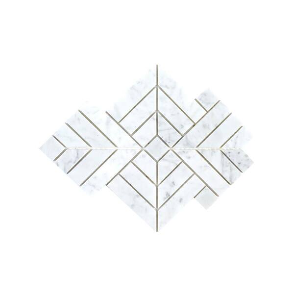 Jeffrey Court Wetherly White 9.5 in. x 9.5 in. Geometric Polished Marble Wall and Floor Mosaic Tile (5.69 sq. ft./Case)