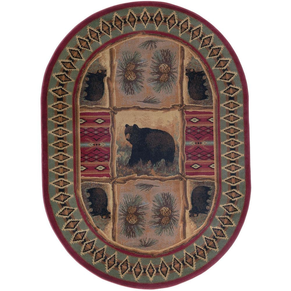 Nature Lodge Red 3 ft. x 4ft. Oval Indoor Area Rug price history on PriceWatchPro