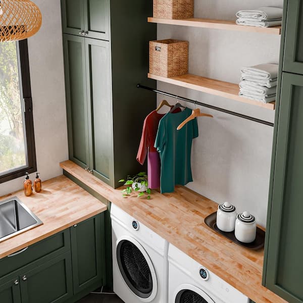 HARDWOOD REFLECTIONS - 8 ft. L x 25 in. D Unfinished Birch Butcher Block  Countertop with Eased Edge