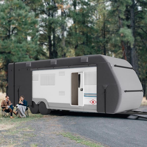 Travel Trailer Cover, 30-33 ft. RV Cover, Waterproof, and Rip-Stop RV Cover, 4-Layer Non-Woven Fabric Camper Cover