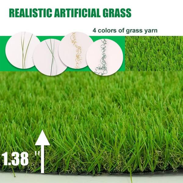 Fescue Multipurpose 12 ft. Wide x Cut to Length Green Artificial Grass Turf