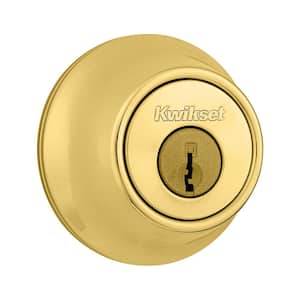Polished Brass Single Cylinder Deadbolt with Microban Antimicrobial Technology