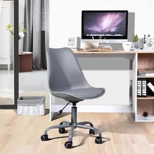 Blokhus Grey Upholstered Mid-Back Swivel Task Chair with Adjustable Height