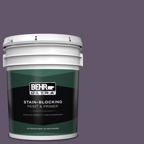 BEHR ULTRA 5 gal. #PPU17-04 Darkest Grape Semi-Gloss Enamel Exterior Paint & Primer