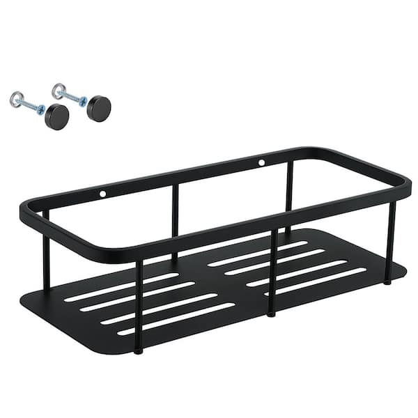 304 Stainless Steel Wall Mounted Bathroom Organizer Basket Rectangle Shower Caddy Shelf Basket in Matte Black