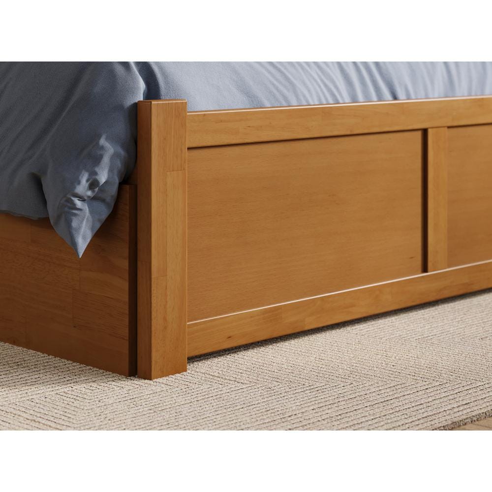 Light Toffee Full Wood Platform Bed with Slats