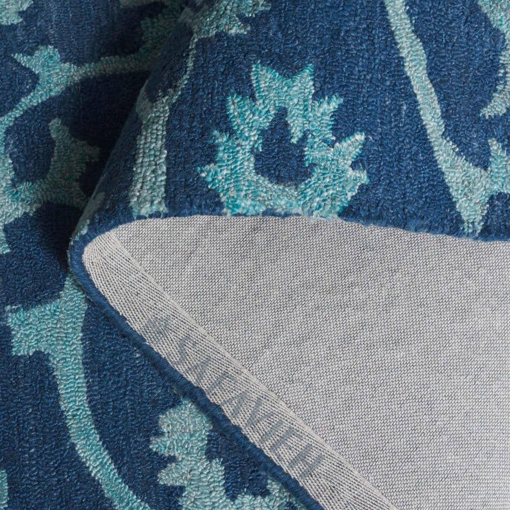 Handmade Navy Wool Tufted Rectangular Area Rug, 3' x 5'