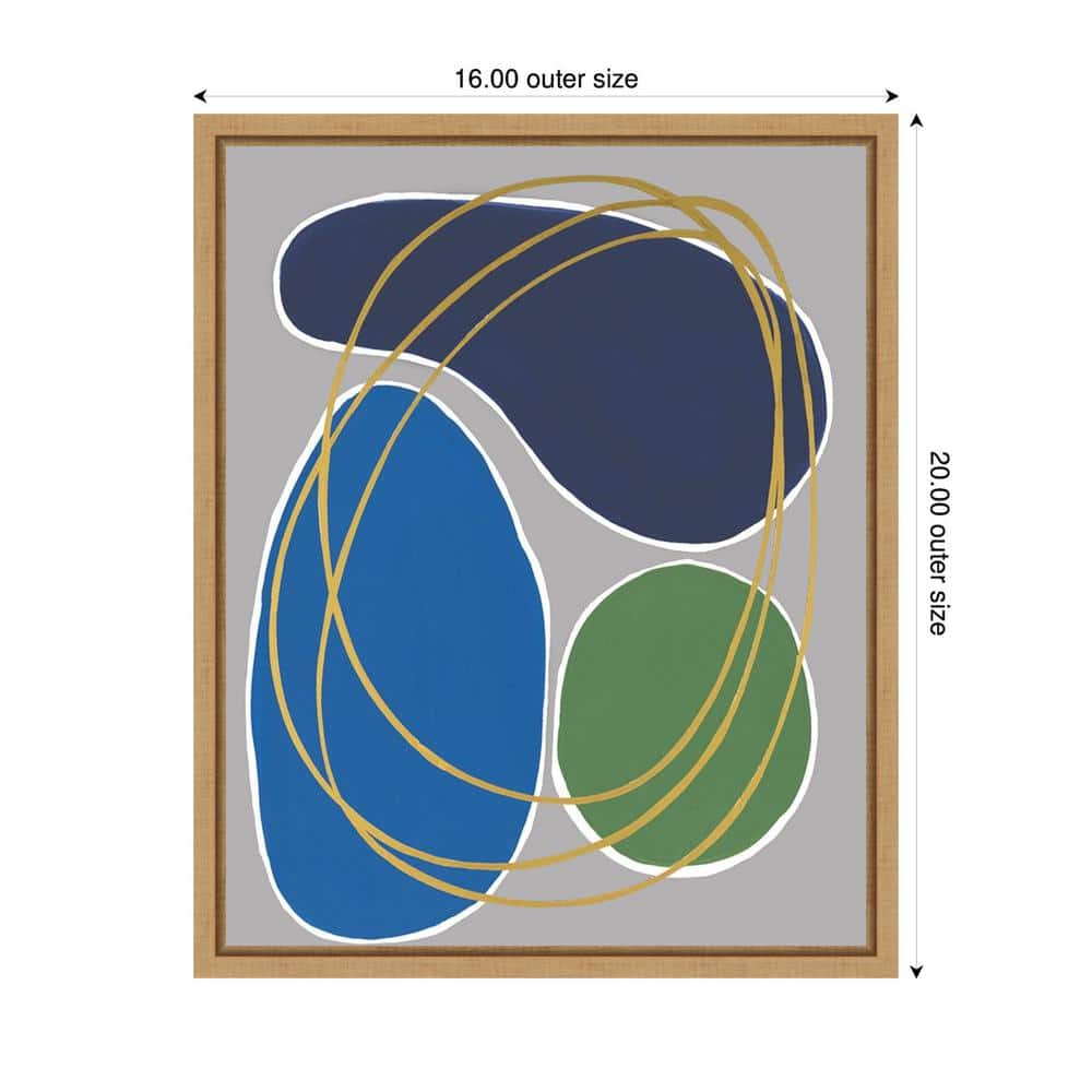 Modern Sense II Blue Green Abstract Canvas Wall Art with Maple Frame